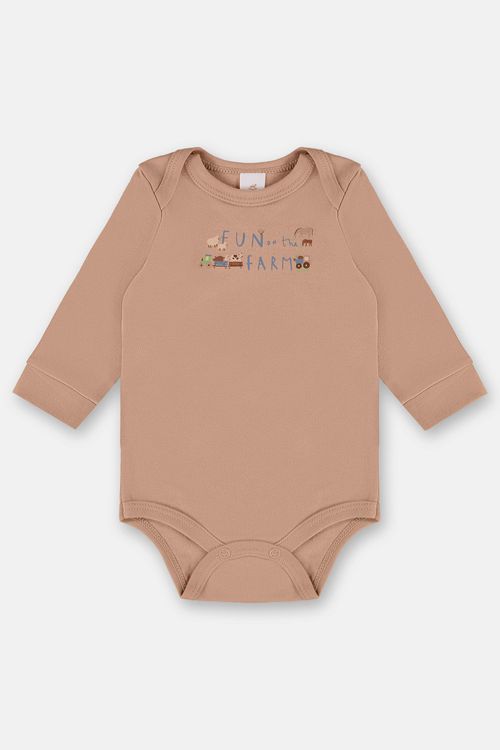 Body para Bebê Menino em Suedine Essentials (Marrom) Up Baby