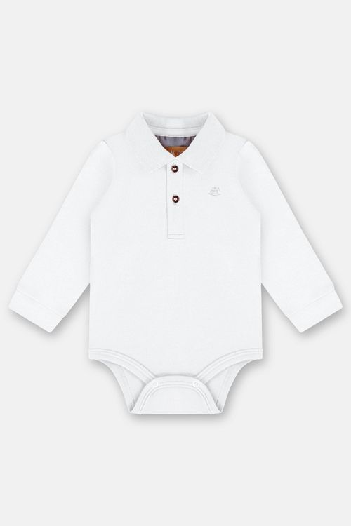 Body Polo para Bebê Menino em Suedine (Branco) Up Baby