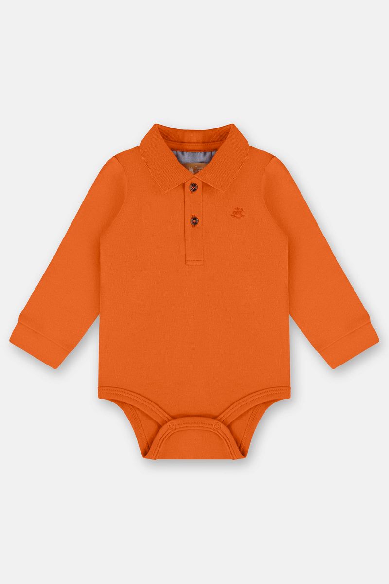 body-polo-para-bebe-menino-em-suedine-laranja