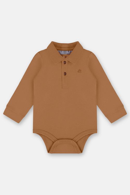 Body Polo para Bebê Menino em Suedine (Marrom) Up Baby