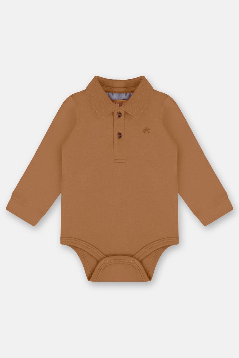 body-polo-para-bebe-menino-em-suedine-marrom