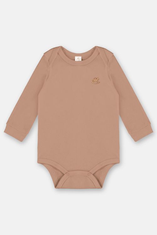 Body Manga Longa em Suedine Unissex para Bebê (Marrom) Up Baby