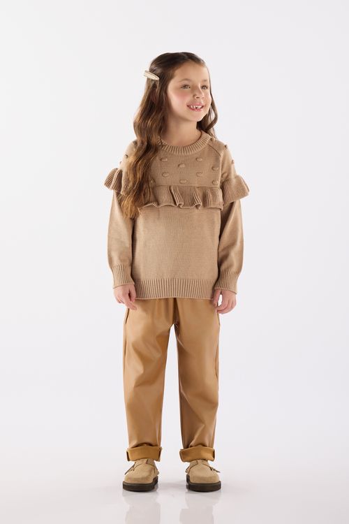 Blusão em Tricô Infantil Menina (Marrom) Up Baby