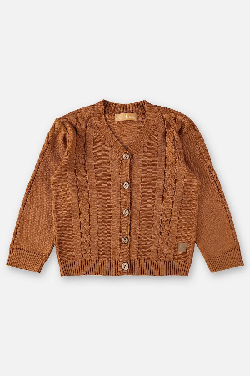 Cardigan-em-Trico-Infantil-Menino--Marrom--Up-Baby