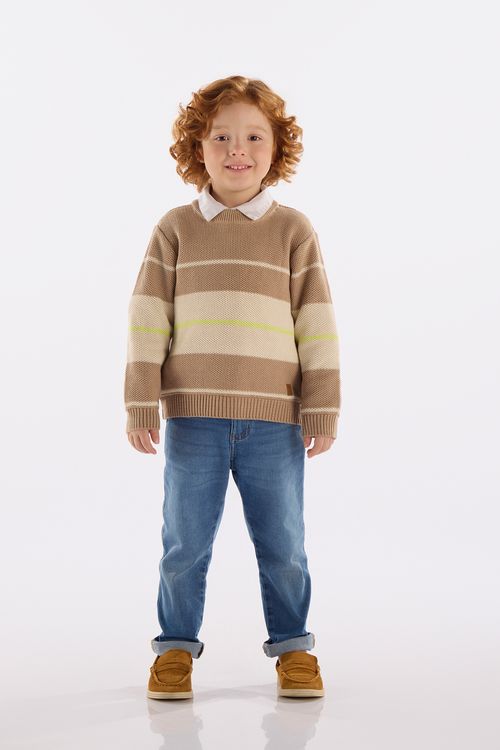 Blusão em Tricô Infantil Menino (Off White) Up Baby
