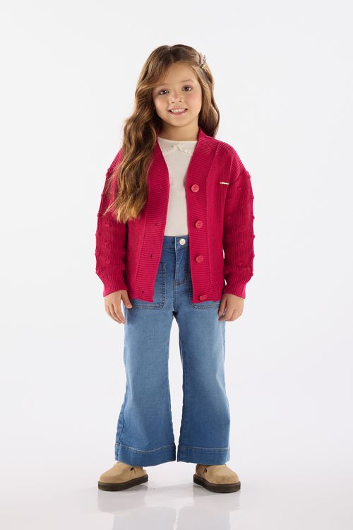 Casaco em Tricô Infantil para Meninas (Rosa) Up Baby