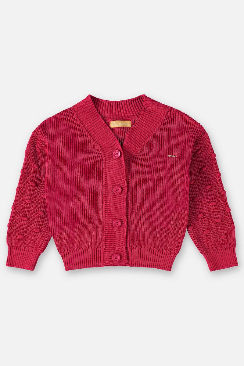 Casaco-em-Trico-Infantil-para-Meninas--Rosa--Up-Baby