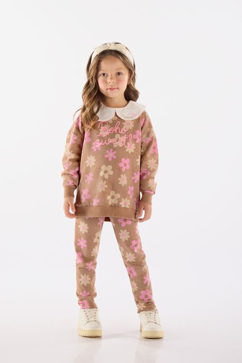 Conjunto Infantil com Blusão e Legging em Molecotton (Marrom) Up Baby