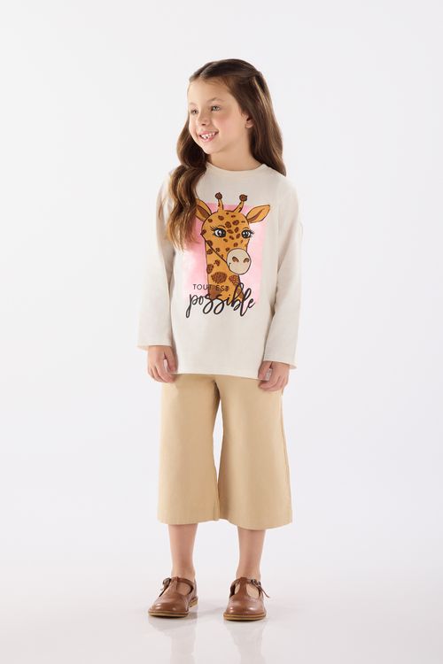 Blusa Manga Longa Infantil em Meia Malha (Off White) Up Baby