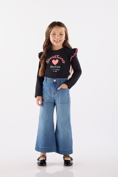 Calça Infantil para Menina em Jeans com Elastano (Azul) Up Baby