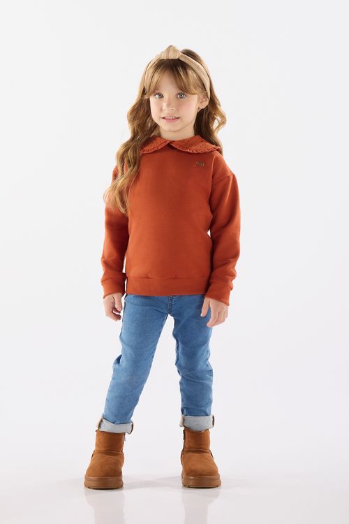 Blusão Infantil para Menina em Moletom (Marrom) Up Baby
