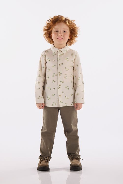 Camisa Infantil para Menino em Sarja (Off White) Up Baby