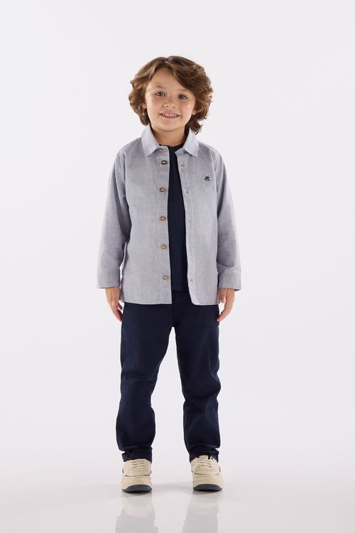 Camisa Infantil em Tecido Oxford (Azul) Up Baby