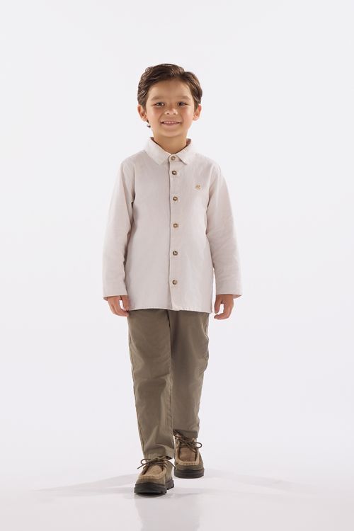 Camisa Infantil em Tecido Oxford (Bege) Up Baby