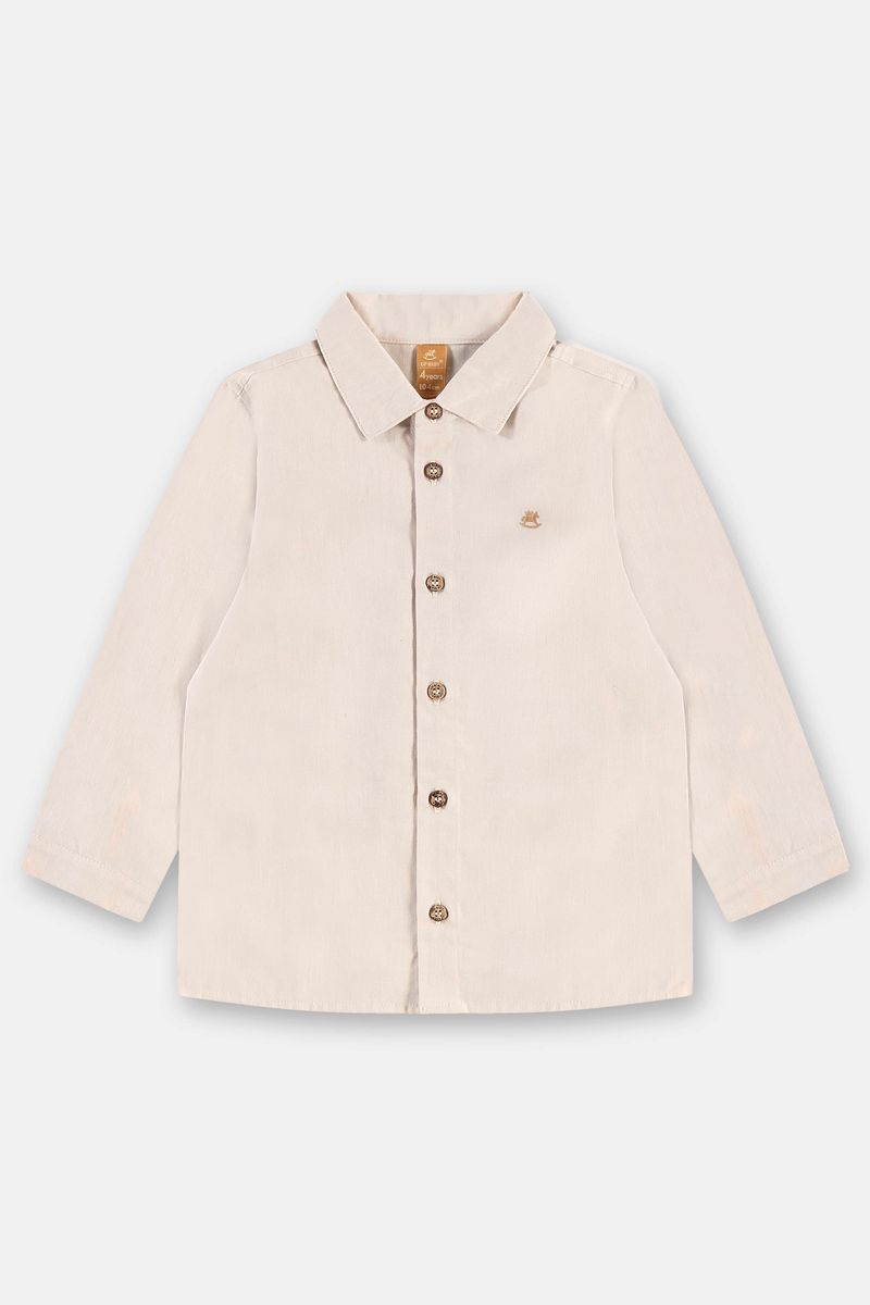 camisa-infantil-em-tecido-oxford-bege