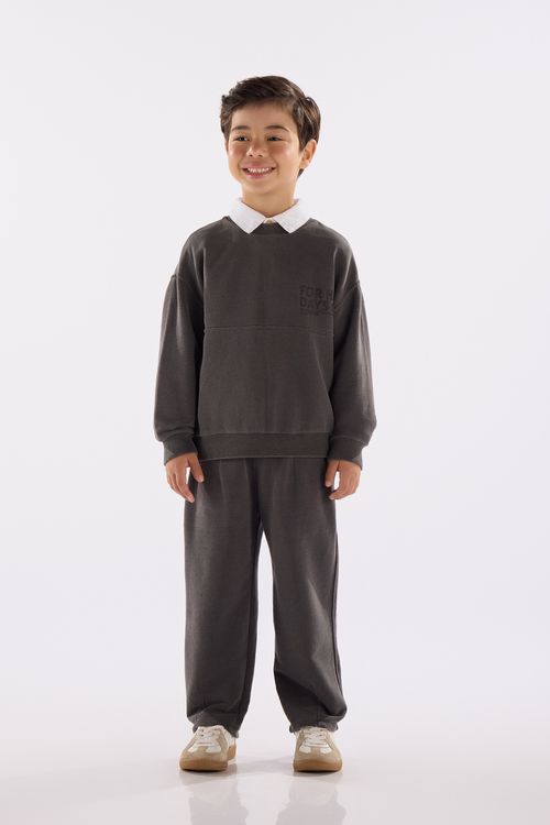 Conjunto Infantil para Menino em Moletom (Cinza Escuro) Up Baby