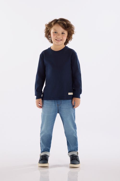 Camiseta Infantil Masculina em Malha Piquet com Elastano (Azul Marinho) Up Baby