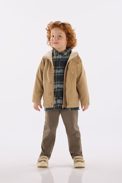 Jaqueta Infantil Masculina com Capuz Forrado e Forro em Malha Soft (Marrom) Up Baby