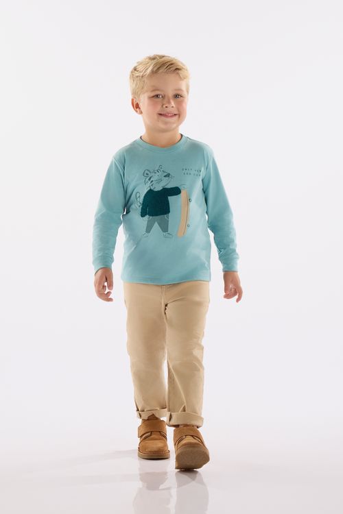 Camiseta Infantil Masculina em Meia Malha (Azul) Up Baby