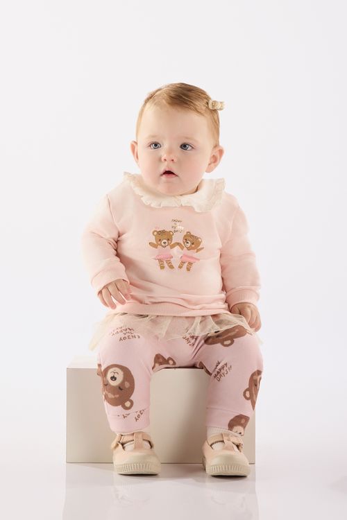 Conjunto para Bebê Menina em Molecotton e Malha Peluciada (Rosa Claro) Up Baby
