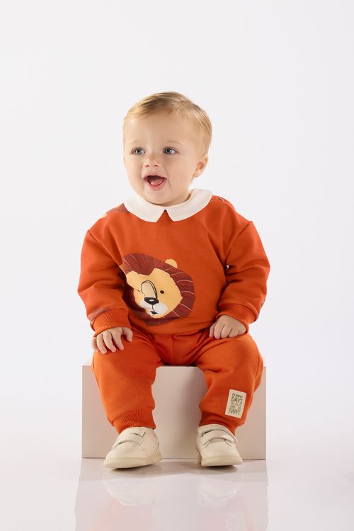 Conjunto Infantil Masculino com Blusa e Calça (Laranja) Up Baby