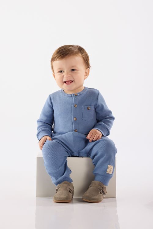 Macacão Nature Unissex Bebê em Ribana (Azul) Up Baby