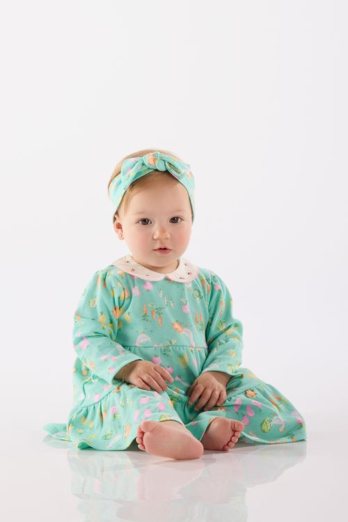 Conjunto com Vestido e Calcinha para Bebê Menina (Verde) Up Baby