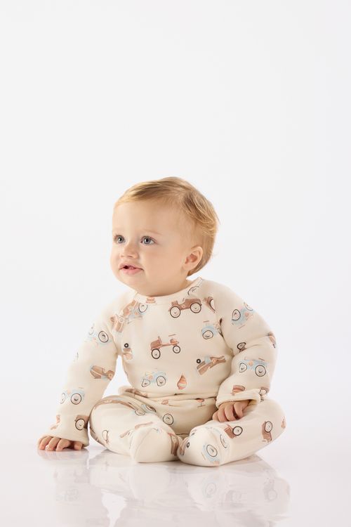 Macacão Estampado Unissex para Bebê (Off White) Up Baby
