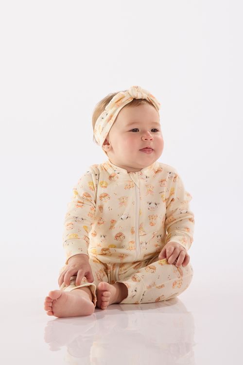 Macacão Estampado para Bebê Menina (Branco) Up Baby
