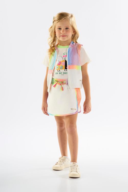Colete Infantil para Menina em Moletom Sem Felpa (Bege) Up Baby