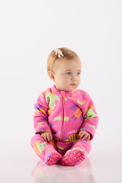 Macacão para Bebê Unissex em Malha Térmica (Lilás Neon) Up Baby