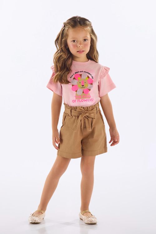 Blusa Infantil Feminina em Algodão com Strass (Rosa) Up Baby
