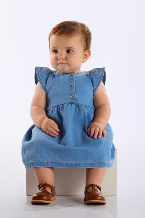 Vestido Jeans com Elastano para Bebê (Azul) Up Baby