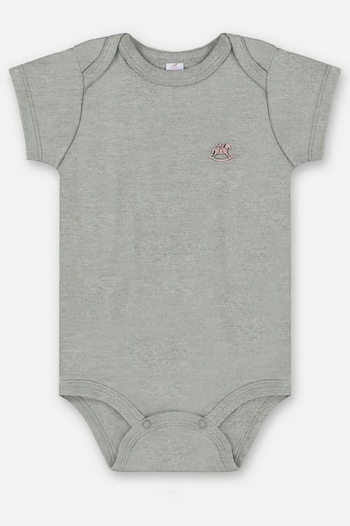 Body Manga Curta Unissex em Suedine Essentials (Cinza) Up Baby