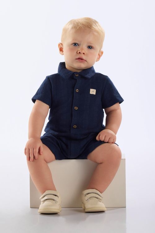 Macaquinho em Malha Tricot para Bebê Menino (Azul) Up Baby