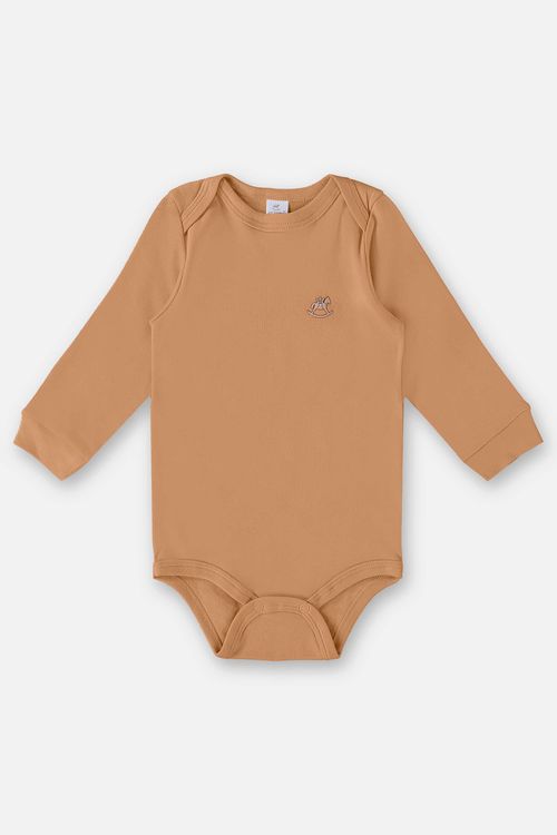 Body Manga Longa Unissex em Suedine Essentials (Marrom) Up Baby