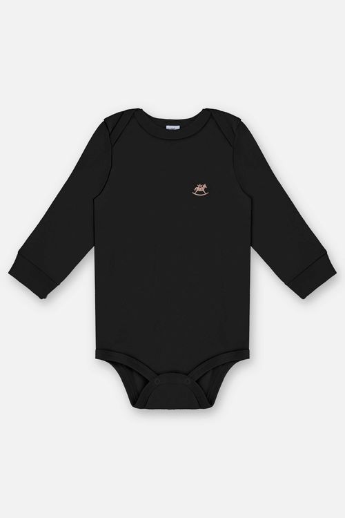 Body Manga Longa Unissex em Suedine Essentials (Preto) Up Baby