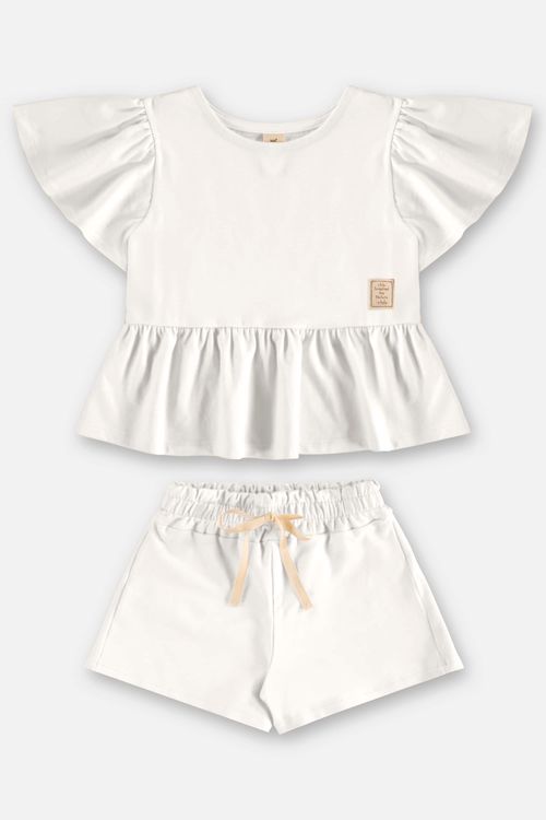 Conjunto Nature Infantil Feminino com Blusa e Short (Branco) Up Baby