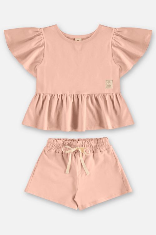 Conjunto Nature Infantil Feminino com Blusa e Short (Rosa) Up Baby