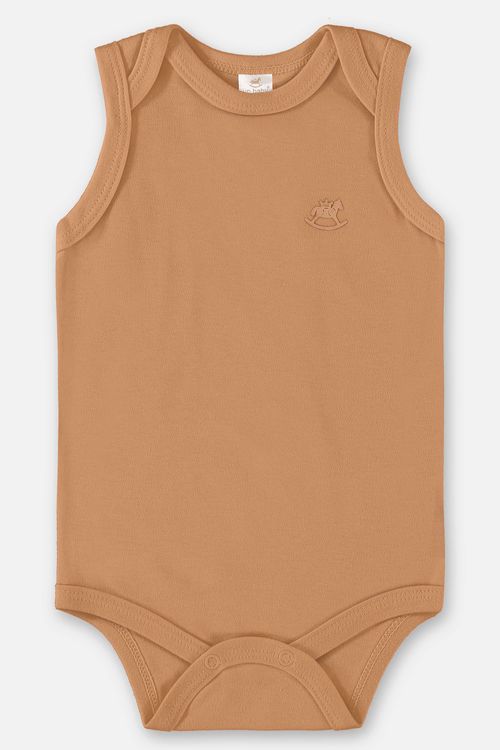 Body Regata em Suedine Unissex para Bebê (Marrom) Up Baby