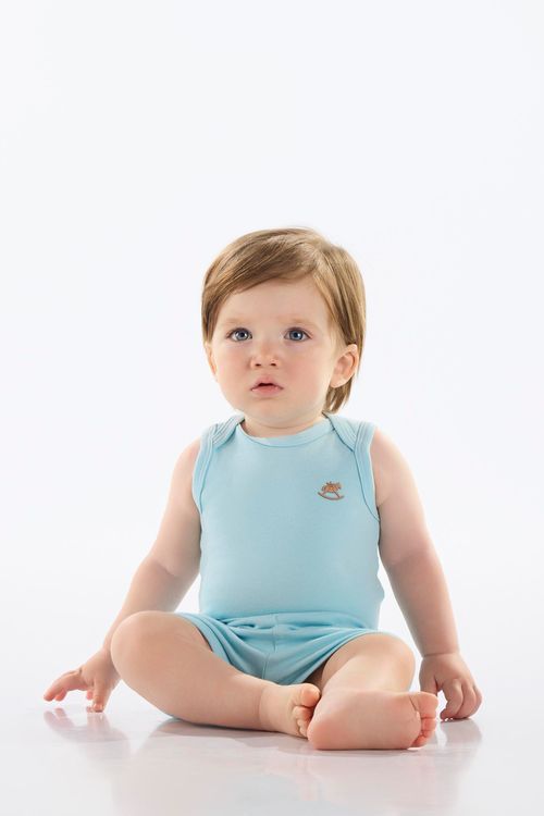 Body Regata em Suedine Unissex para Bebê (Azul Claro) Up Baby