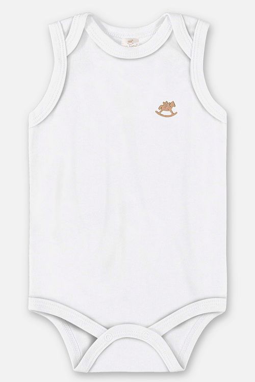 Body Regata em Suedine Unissex para Bebê (Branco) Up Baby