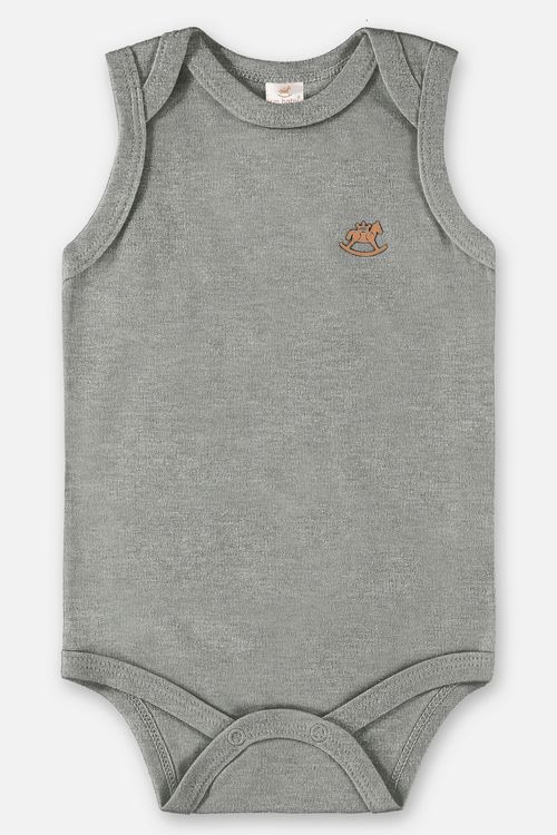 Body Regata em Suedine Unissex para Bebê (Cinza) Up Baby