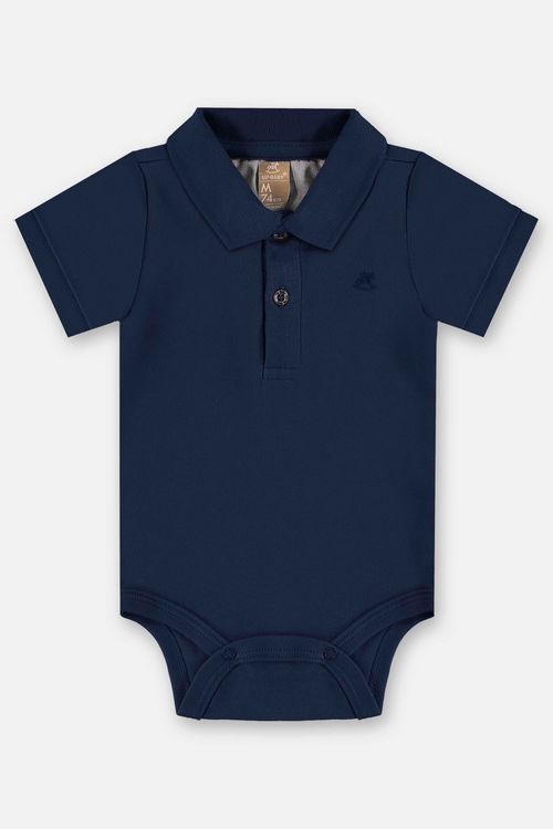 Body Polo em Suedine para Bebê Menino (Azul Marinho) Up Baby