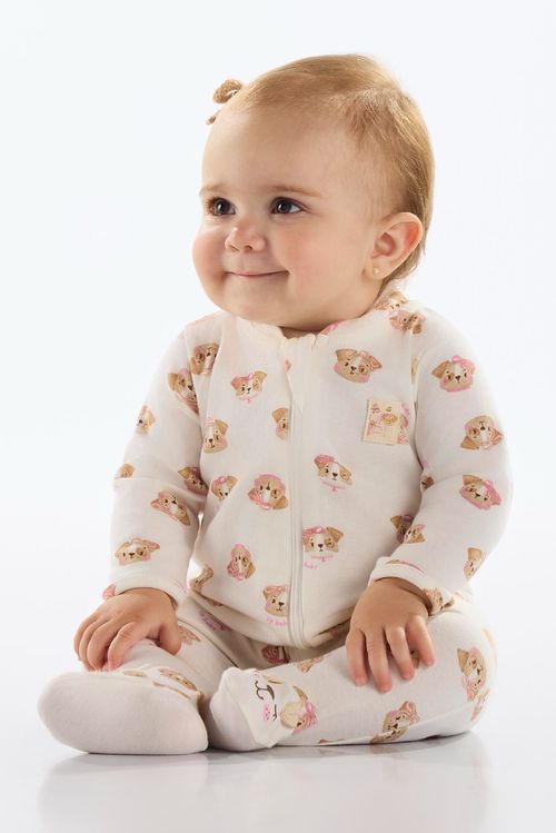 Macacão Estampado Unissex para Bebê (Off White) Up Baby