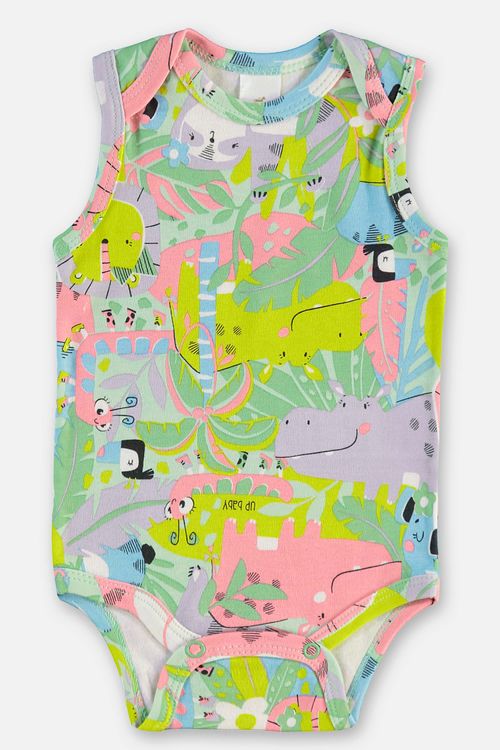 Body Regata Estampado em Suedine para Bebê Menina (Verde) Up Baby