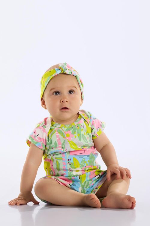 Body Estampado em Suedine para Bebê Menina (Verde) Up Baby