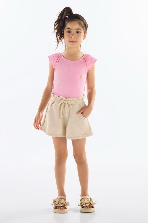 Blusa Infantil Feminina em Algodão Texturizado (Rosa) Up Baby