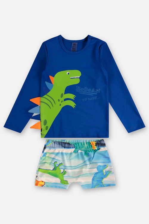 Conjunto Camiseta e Sunga Infantil em Malha FPS+50 (Azul) Up Baby