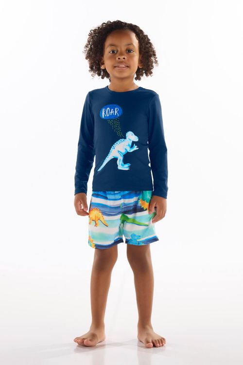 Conjunto Camiseta FPS +50 e Short Infantil Masculino (Azul Marinho) Up Baby